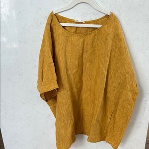 Women's Mustard Top New 100% organic linen with pockets